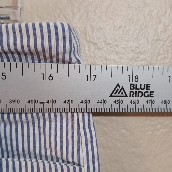 Hilary Radley Blue & White Stripe Seersucker Pants Pull On Crop L - Picture 5 of 10
